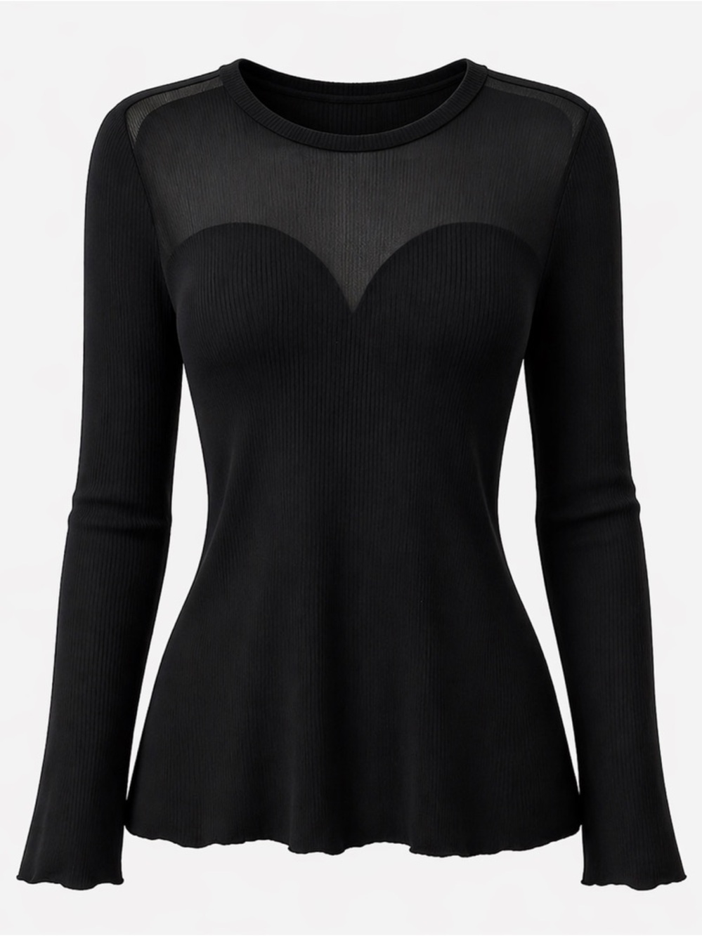 Sioni Black Sheer Panel Long Sleeve sweater size XL
